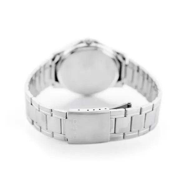 Casio MTP-V004D-2B férfi karóra, acél szíj, kék számlap, WR30