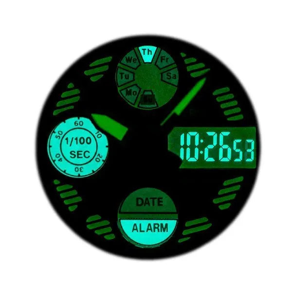 Perfect A8027 férfi multifunkciós kvarc karóra, fekete, 46 mm, WR30