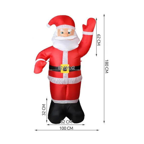 Felfújható LED-es Mikulás, 180 cm, IP44, kültéri dekoráció
