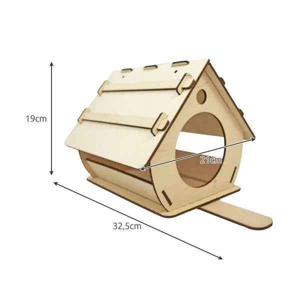 Fa madáretető DIY készlet 12 festékkel és ecsettel, 32,5×21×19 cm