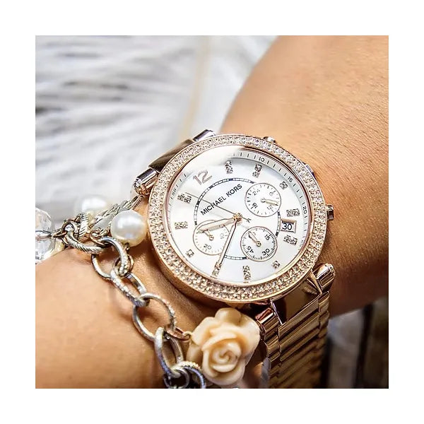 Michael Kors Parker MK5491 női karóra, rozéarany, kronográf, WR100
