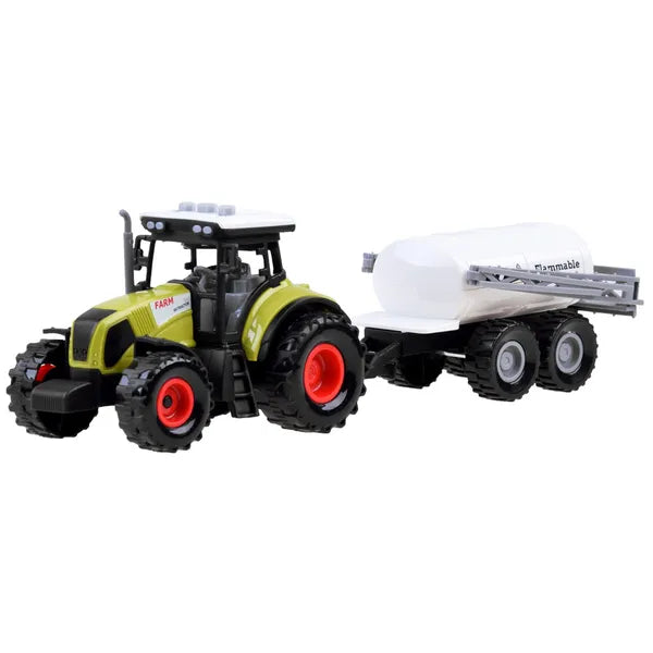 3 részes traktor és pótkocsi játék szett, fém ház, hang-fény