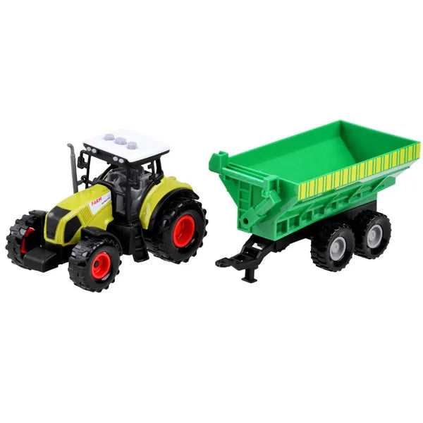 3 részes traktor és pótkocsi játék szett, fém ház, hang-fény