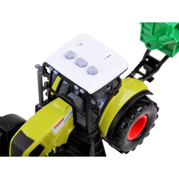 3 részes traktor és pótkocsi játék szett, fém ház, hang-fény