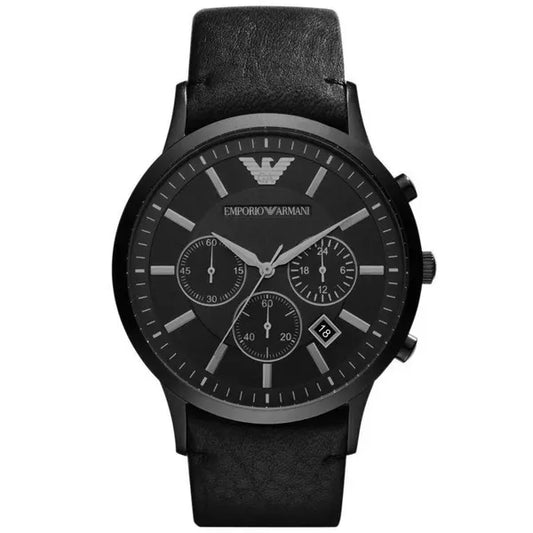 Emporio Armani Renato AR2461 férfi karóra, bőr szíj, kronográf, fekete