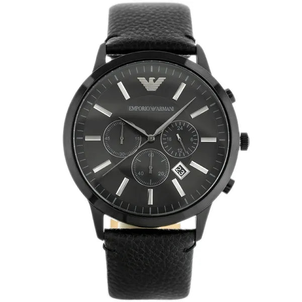 Emporio Armani Renato AR2461 férfi karóra, bőr szíj, kronográf, fekete