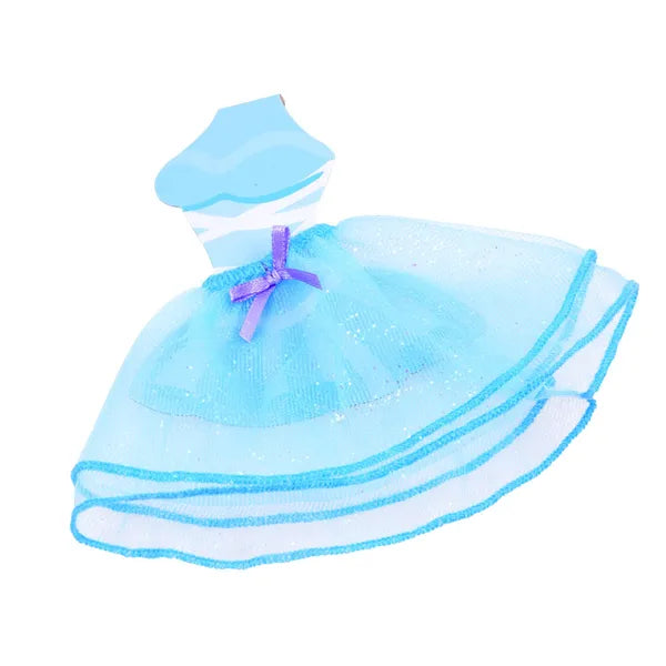Anlily elegáns 30 cm-es baba kék ruhában, csillámos szoknyával