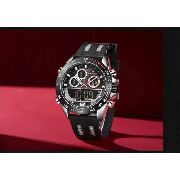 Naviforce NF9188T férfi karóra, SEIKO quartz, szilikon szíj, fekete, WR30