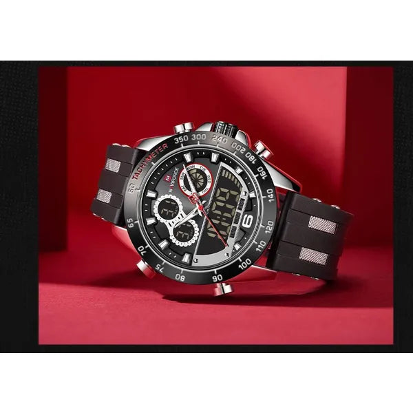 Naviforce NF9188T férfi karóra, SEIKO quartz, szilikon szíj, fekete, WR30