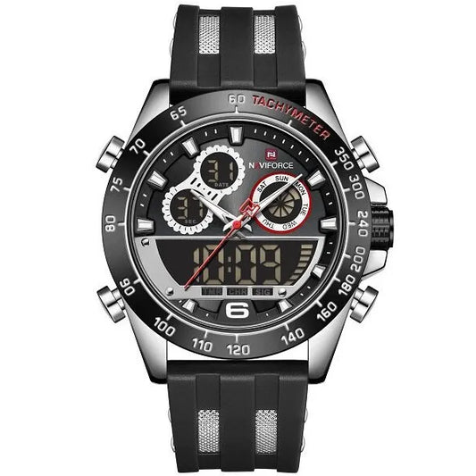 Naviforce NF9188T férfi karóra, SEIKO quartz, szilikon szíj, fekete, WR30