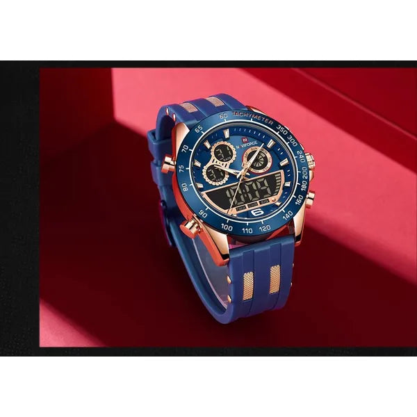 Naviforce NF9188T férfi karóra, kék szilikon szíj, quartz, WR30