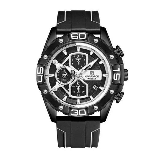 Naviforce NF8018T férfi kronográf karóra, quartz, fekete, 46 mm, gumiszíj