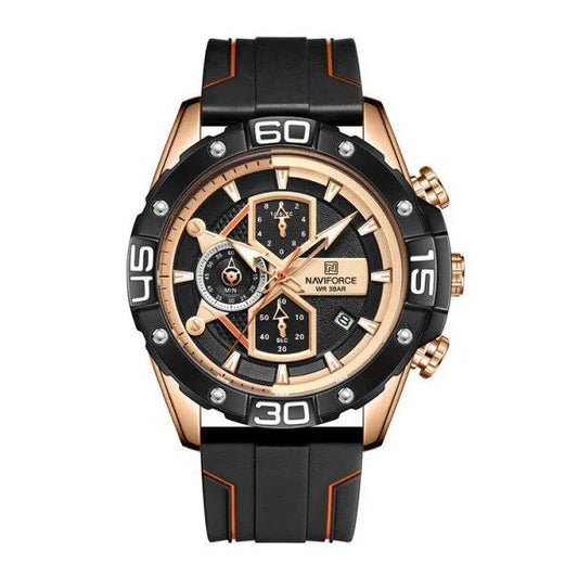 Naviforce férfi kronográf karóra NF8018T, 46 mm, fekete-narancs, kaucsuk