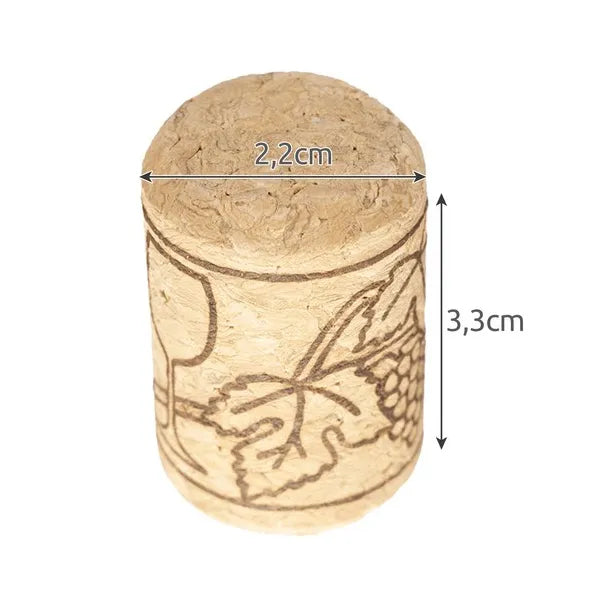 Natúr parafa borosüveg dugók, 100 db, 22×33 mm, zsákos csomag
