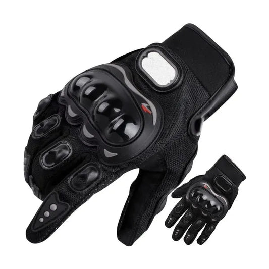 XL fekete motoros kesztyű, nylon, csúszásgátló tenyér