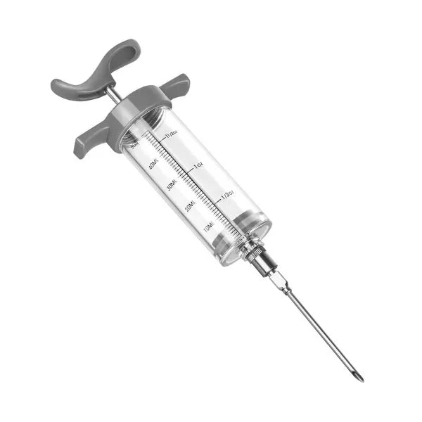 Hús injektor 50 ml, 3 rozsdamentes acél tűvel és gumitömítéssel