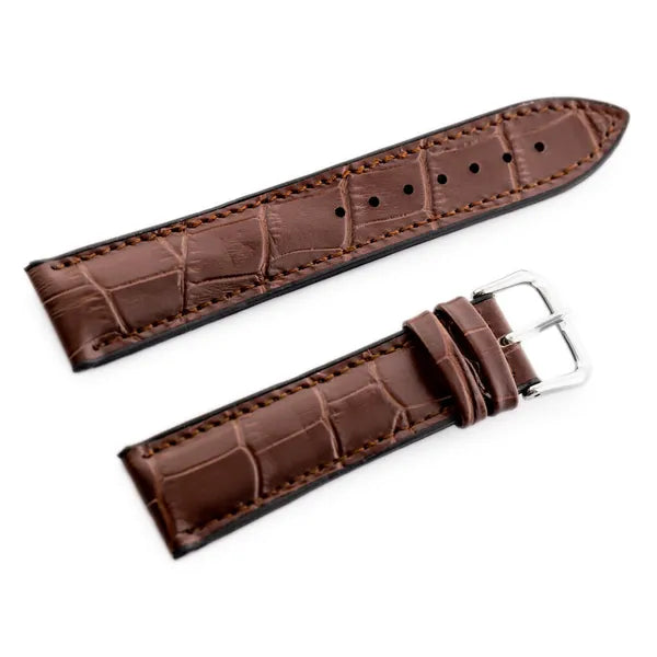 Fekete-barna gumi óraszíj bőrfelülettel, ezüst csat, 20 mm