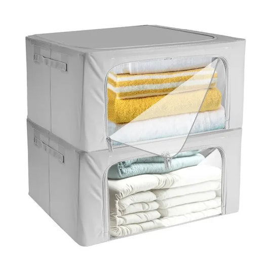 Szürke 24 l-es textil ágyneműtároló doboz szett, 2 db, 40×30×20 cm