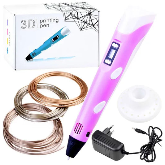 3D rajztoll USB töltéssel, 6 m színes PCL szállal, állvánnyal