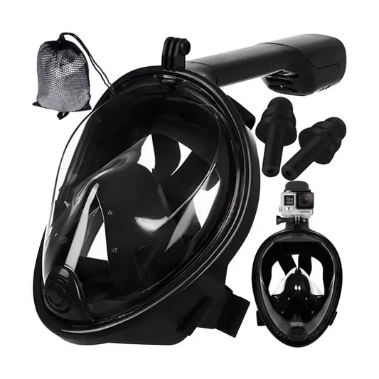Teljes arcot fedő búvármaszk, L/XL, fekete, 180° látótér, AntiFog DryTop