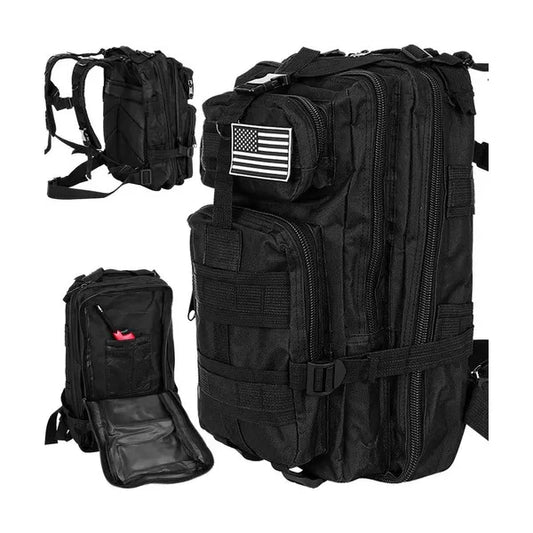 Fekete 26 l MOLLE túra- és katonai hátizsák, vízálló 44×24×20 cm