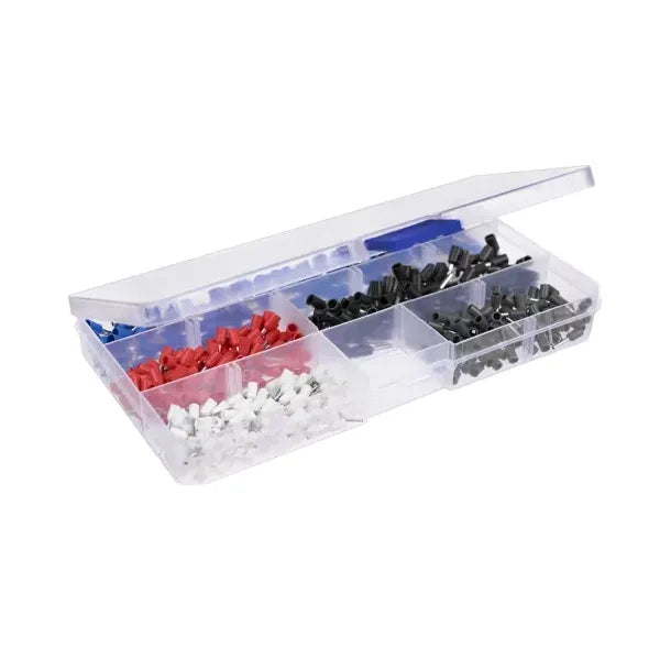 Présfogó készlet 0,25–10 mm² saruhoz, 500 hüvellyel, tokban