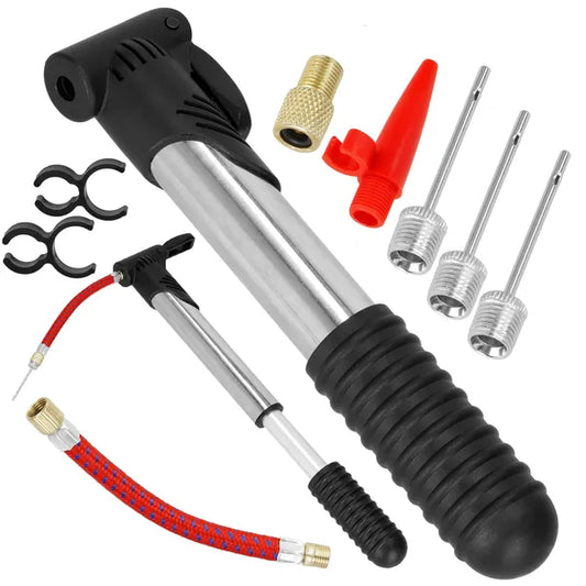 Teleszkópos kézipumpa szett 20,5–32,5 cm, adapterekkel, fekete/ezüst