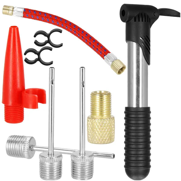 Teleszkópos kézipumpa szett 20,5–32,5 cm, adapterekkel, fekete/ezüst