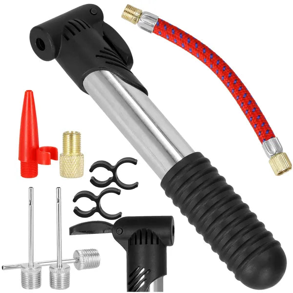 Teleszkópos kézipumpa szett 20,5–32,5 cm, adapterekkel, fekete/ezüst