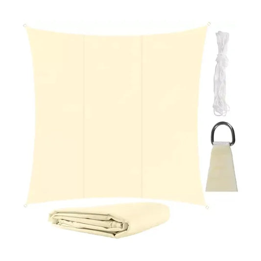 Vízálló napvitorla négyzet, 3.6×3.6 m, bézs, 120 g/m²