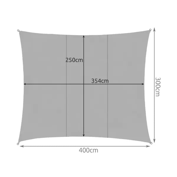 Vízálló szürke napvitorla 4×3 m, UV-szűrő, 120 g/m² poliészter