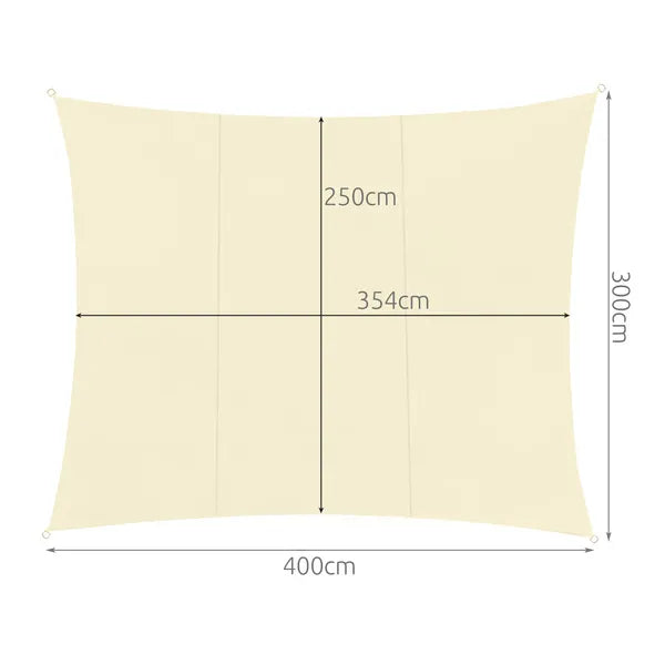 Napvitorla 4×3 m bézs vízálló poliészter 180 g/m²