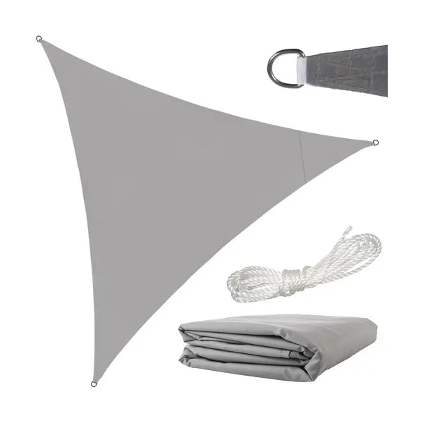 Háromszög napvitorla 3x3x3 m, szürke, vízálló poliészter 120 g/m²