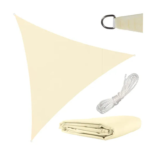 Beige vízálló háromszög napvitorla 3×3×3 m, szerelőkészlettel