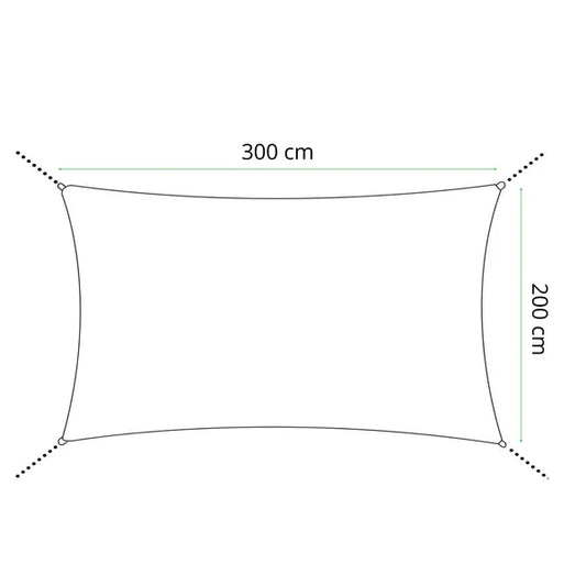 Vízlepergető téglalap napvitorla 3×2 m, sötétszürke