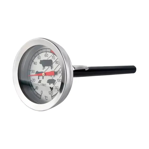 Rozsdamentes acél húsfüstölő hőmérő 0-120 °C, 13 cm szonda