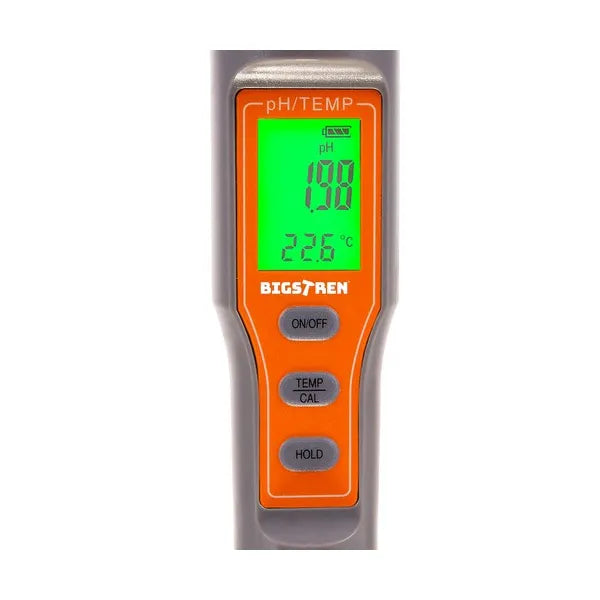 Digitális pH- és vízhőmérő ATC funkcióval, vízálló LCD kijelző, 0-14 pH