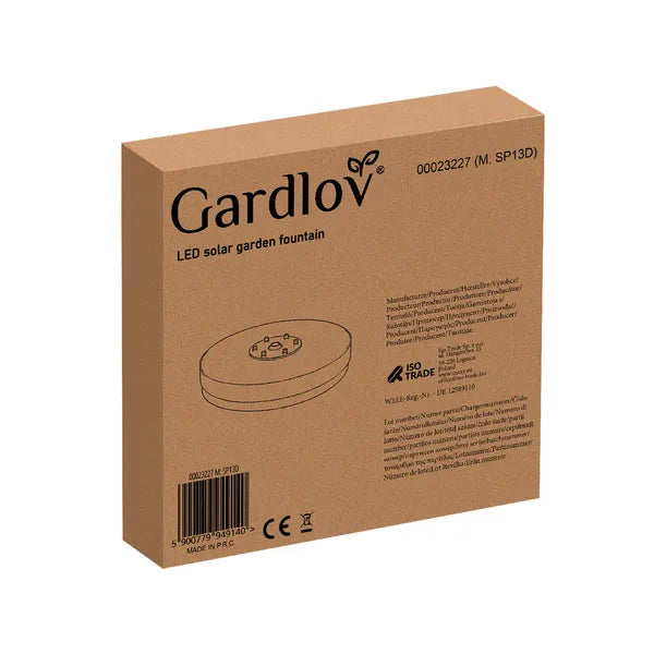 Gardlov lebegő napelemes kerti szökőkút RGB LED világítással, 7 fúvókával