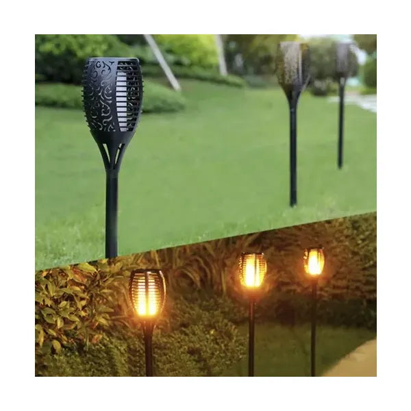 LED napelemes kerti fáklya lámpa, meleg fehér, 51 cm