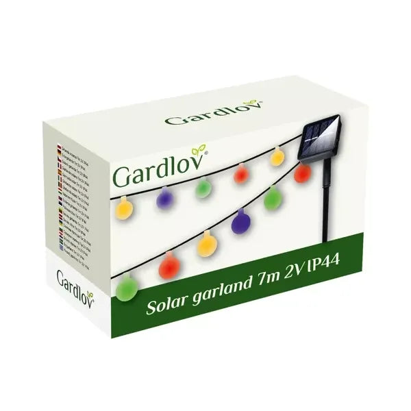 Napelemes LED fényfüzér, 50 gömb, 7 m, IP44, többszínű