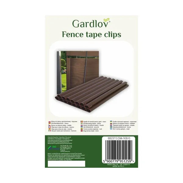 Barna PVC kerítésszalag rögzítő kapocs, 19×1,25 cm, 20 db