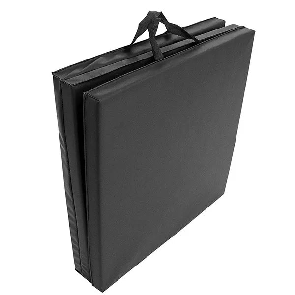 Összecsukható fekete fitnesz szivacsmatrac 180x60x5 cm, hordfüllel