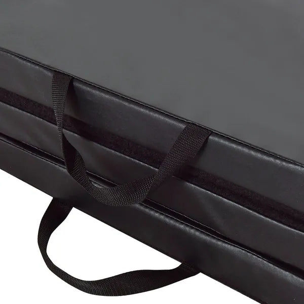 Összecsukható fekete fitnesz szivacsmatrac 180x60x5 cm, hordfüllel