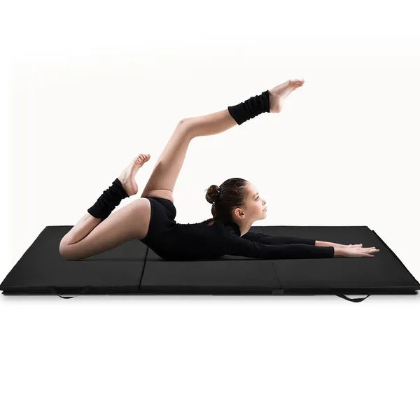 Összecsukható fekete fitnesz szivacsmatrac 180x60x5 cm, hordfüllel
