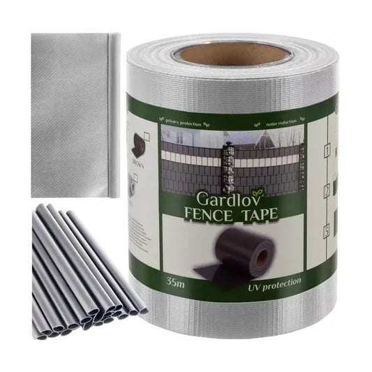 Szürke PVC kerítés takarószalag 19 cm x 35 m 450 g/m² + 25 klipsz