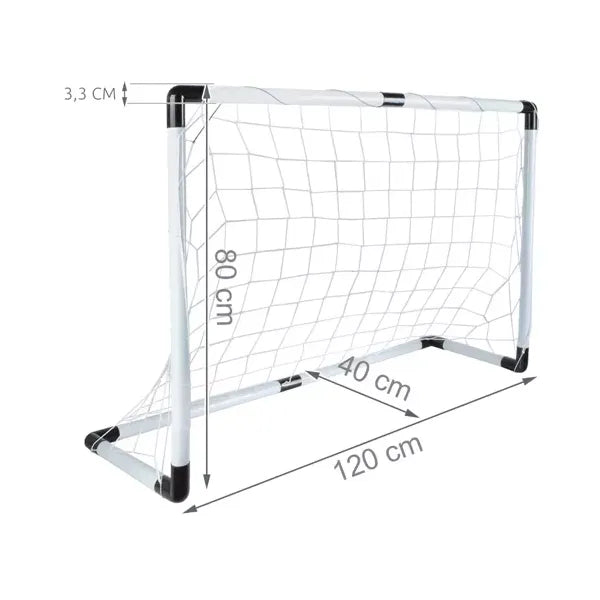 Gyermek focikapu készlet 120×40×80 cm labdával, pumpával és cövekekkel