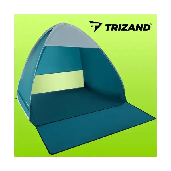 Pop-up strandsátor 200×150×110 cm, UV30+, kék–fehér, padlótoldattal