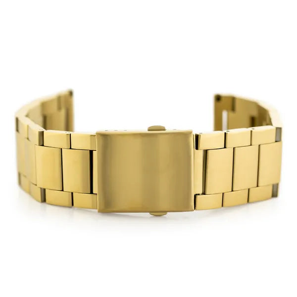 Aranyszínű PVD acél órakarkötő, 28 mm csatlakozás, 247 mm hossz