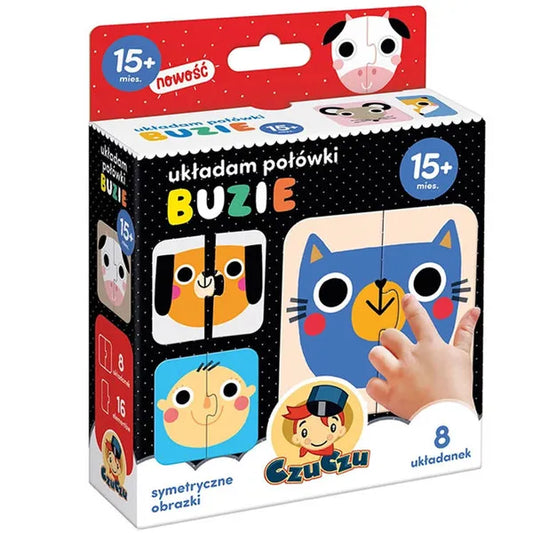 Baba párosító puzzle fejekkel, 8 kirakó (16 elem), 11 x 11 cm, 15 hó+