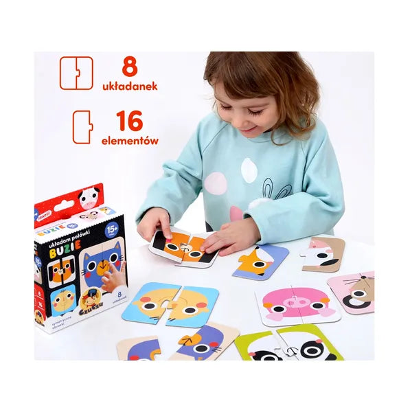 Baba párosító puzzle fejekkel, 8 kirakó (16 elem), 11 x 11 cm, 15 hó+